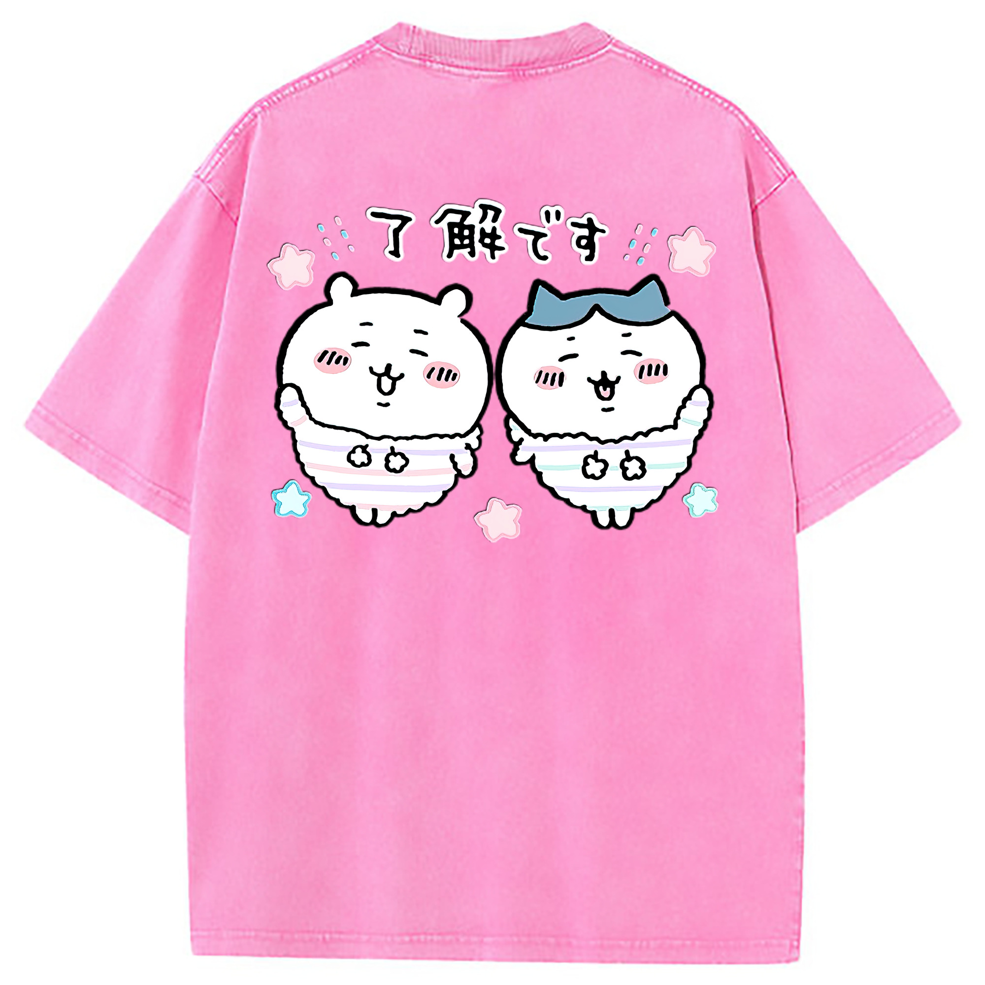 （画像用） ちいかわ ハチワレ Chii-kawa hachiware 綿100% ヴィンテージ風 半袖Tシャツ（背面プリント）